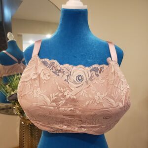 Comfort Choice Women's Plus Size Lace 4-Clasp Wireless Cami Bra 46DDD 46F